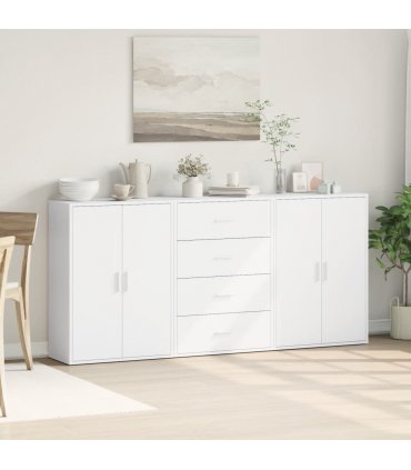 vidaXL Sideboards 3 pcs White 60x31x84 cm Engineered Wood