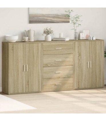 vidaXL Sideboards 3 pcs Sonoma Oak 60x31x84 cm Engineered Wood