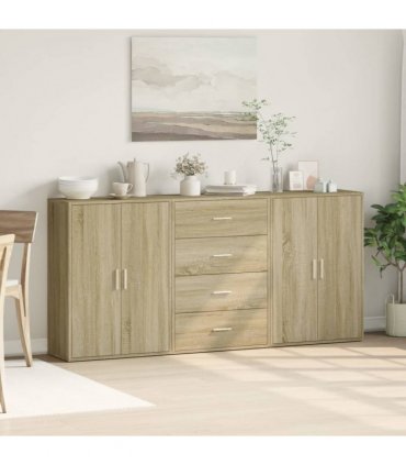 vidaXL Sideboards 3 pcs Sonoma Oak 60x31x84 cm Engineered Wood
