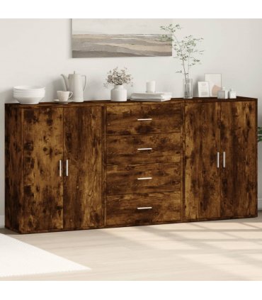 vidaXL Sideboards 3 pcs Smoked Oak 60x31x84 cm Engineered Wood