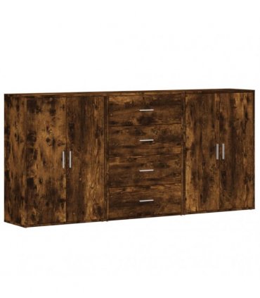 vidaXL Sideboards 3 pcs Smoked Oak 60x31x84 cm Engineered Wood