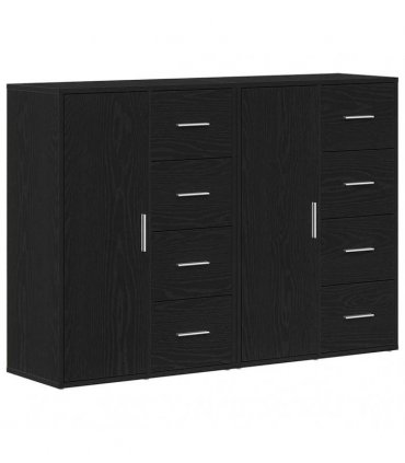 vidaXL Sideboard 2 pcs Black Oak 60 x 31 x 84 cm Engineered Wood — V0671983096
