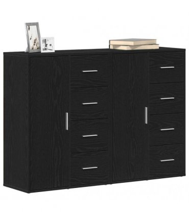 vidaXL Sideboard 2 pcs Black Oak 60 x 31 x 84 cm Engineered Wood — V0671983096