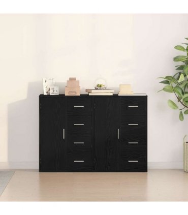 vidaXL Sideboard 2 pcs Black Oak 60 x 31 x 84 cm Engineered Wood — V0671983096