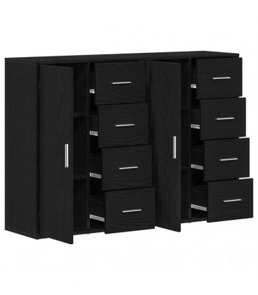 vidaXL Sideboard 2 pcs Black Oak 60 x 31 x 84 cm Engineered Wood — V0671983096