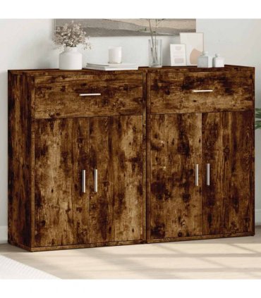 vidaXL Sideboards 2 pcs Smoked Oak 60x30x84 cm Engineered Wood