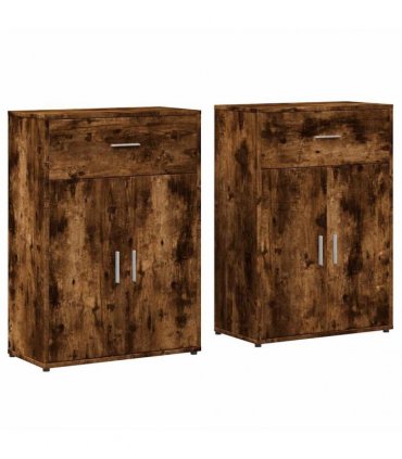 vidaXL Sideboards 2 pcs Smoked Oak 60x30x84 cm Engineered Wood
