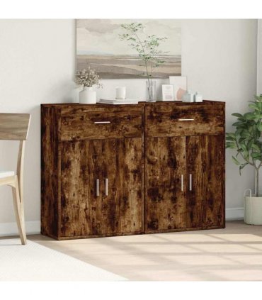 vidaXL Sideboards 2 pcs Smoked Oak 60x30x84 cm Engineered Wood