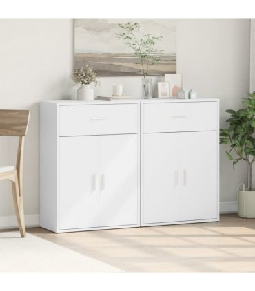 vidaXL Sideboards 2 pcs White 60x30x84 cm Engineered Wood