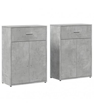 vidaXL Sideboards 2 pcs Concrete Grey 60x30x84 cm Engineered Wood