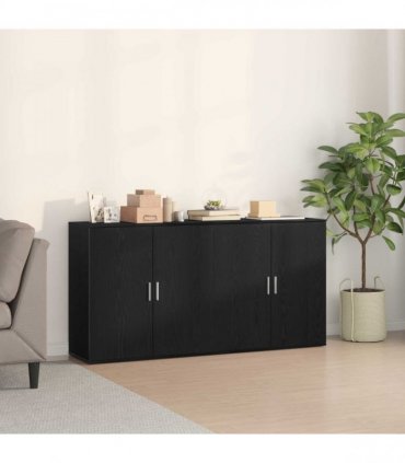 vidaXL Sideboard 2 pcs Black Oak 79 x 38 x 80 cm Engineered Wood