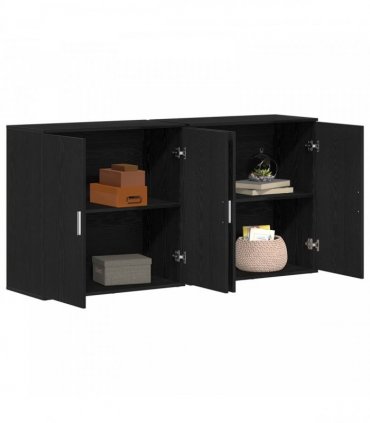 vidaXL Sideboard 2 pcs Black Oak 79 x 38 x 80 cm Engineered Wood