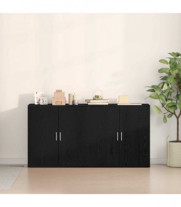 vidaXL Sideboard 2 pcs Black Oak 79 x 38 x 80 cm Engineered Wood