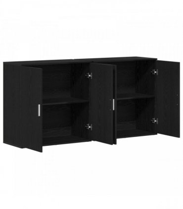 vidaXL Sideboard 2 pcs Black Oak 79 x 38 x 80 cm Engineered Wood