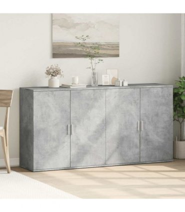vidaXL Sideboards 2 pcs Concrete Grey 79x38x80 cm Engineered Wood