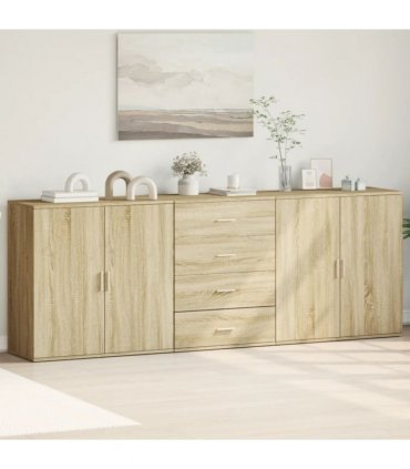 vidaXL Sideboards 3 pcs Sonoma Oak Engineered Wood — V0671983116