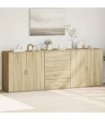 vidaXL Sideboards 3 pcs Sonoma Oak Engineered Wood — V0671983116