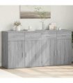 vidaXL Sideboards 2 pcs Grey Sonoma 79x38x80 cm Engineered Wood — V0671983120