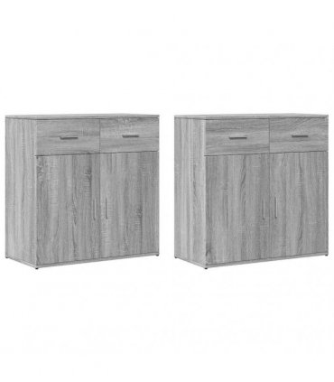 vidaXL Sideboards 2 pcs Grey Sonoma 79x38x80 cm Engineered Wood — V0671983120