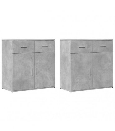 vidaXL Sideboards 2 pcs Concrete Grey 79x38x80 cm Engineered Wood — V0671983124