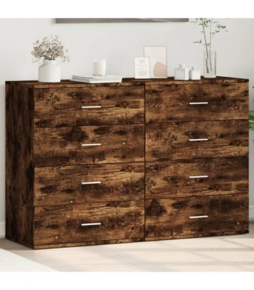 vidaXL Sideboards 2 pcs Smoked Oak 60x39x80 cm Engineered Wood