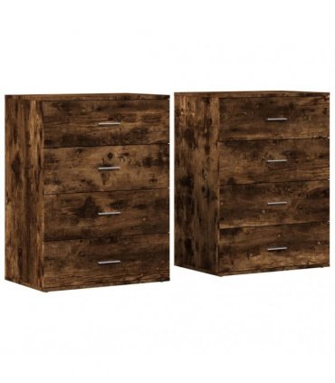 vidaXL Sideboards 2 pcs Smoked Oak 60x39x80 cm Engineered Wood
