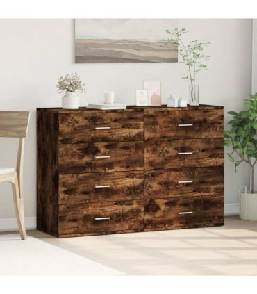 vidaXL Sideboards 2 pcs Smoked Oak 60x39x80 cm Engineered Wood