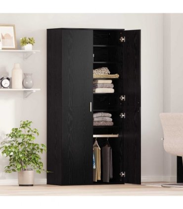 vidaXL Highboard with Shelf Black oak 80 x 39 x 178 cm Engineered wood
