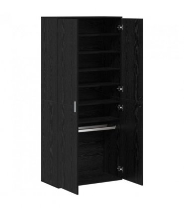 vidaXL Highboard with Shelf Black oak 80 x 39 x 178 cm Engineered wood
