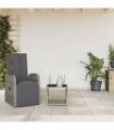 vidaXL 2 Piece Garden Dining Set with Cushions Grey Poly Rattan — Model: with footrest