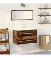 vidaXL Bathroom Sink Cabinet with Drawer Old Wood 80 x 38.5 x 48 cm — Model: with faucet