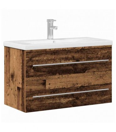 vidaXL Bathroom Sink Cabinet with Drawer Old Wood 80 x 38.5 x 48 cm — Model: with faucet