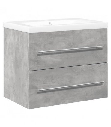 vidaXL 2 Piece Bathroom Furniture Set Concrete Grey Engineered Wood — Size: 60 x 38.5 x 48 cm, Model: without faucet