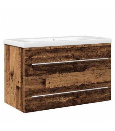 vidaXL Bathroom Sink Cabinet 2 pcs Old Wood 80 x 38.5 x 48 cm — Model: without faucet