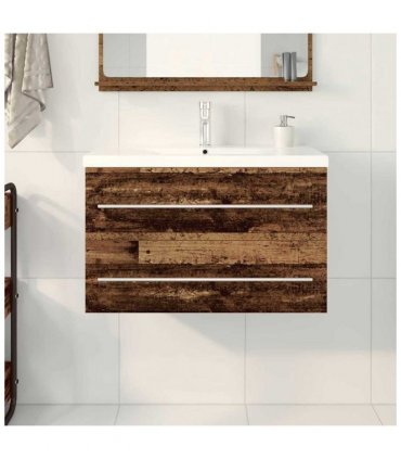 vidaXL Bathroom Sink Cabinet 2 pcs Old Wood 80 x 38.5 x 48 cm — Model: without faucet