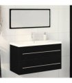 vidaXL Bathroom Sink Cabinet with Drawer Wall-mounted 3 pcs Black Oak — Size: 90 x 38.5 x 48 cm, Model: without faucet