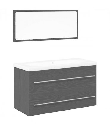 vidaXL Bathroom Sink Cabinet with Drawer Wall-mounted 3 pcs Black Oak — Size: 90 x 38.5 x 48 cm, Model: without faucet