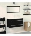 vidaXL Bathroom Sink Cabinet with Drawer Wall-mounted 3 pcs Black Oak — Size: 90 x 38.5 x 48 cm, Model: with faucet