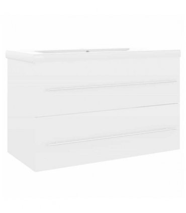 vidaXL Sink Cabinet with Built-in Basin White Engineered Wood — Size: 80 x 38.5 x 48 cm, Model: without faucet