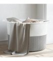 vidaXL Laundry Basket Grey and White Ø55x36 cm Cotton — Size: 55 x 36 cm