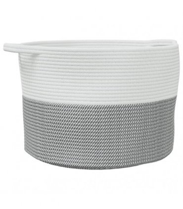 vidaXL Laundry Basket Grey and White Ø55x36 cm Cotton — Size: 55 x 36 cm