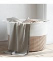 vidaXL Laundry Basket Brown and White Ø55x36 cm Cotton — Size: 55 x 36 cm