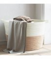 vidaXL Laundry Basket Brown and White Ø60x36 cm Cotton — Size: 60 x 36 cm