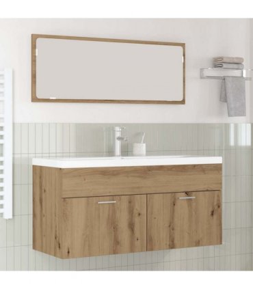 vidaXL Bathroom Cabinet Artisan Oak 100 x 38.5 x 46 cm Engineered Wood — Model: with faucet