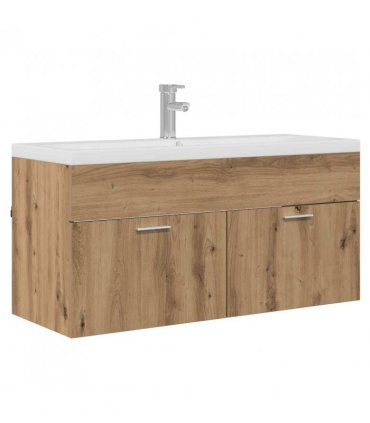 vidaXL Bathroom Cabinet Artisan Oak 100 x 38.5 x 46 cm Engineered Wood — Model: with faucet