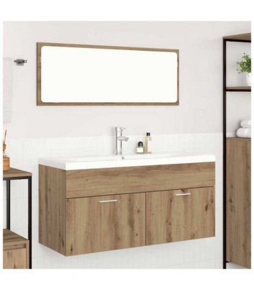 vidaXL Bathroom Cabinet Artisan Oak 100 x 38.5 x 46 cm Engineered Wood — Model: with faucet