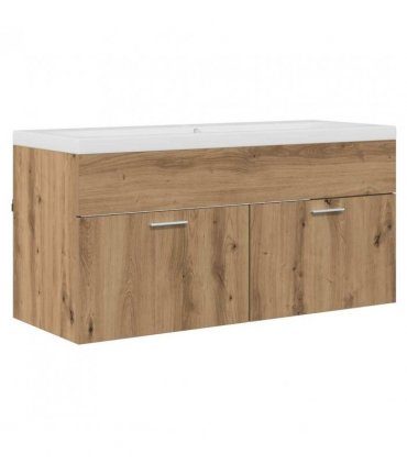 vidaXL Bathroom Cabinet Artisan Oak 100 x 38.5 x 46 cm Engineered Wood — Model: without faucet