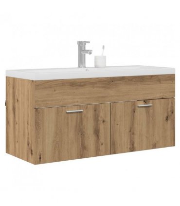 vidaXL Bathroom Cabinet Artisan Oak 100 x 38.5 x 46 cm Engineered Wood — Model: without faucet
