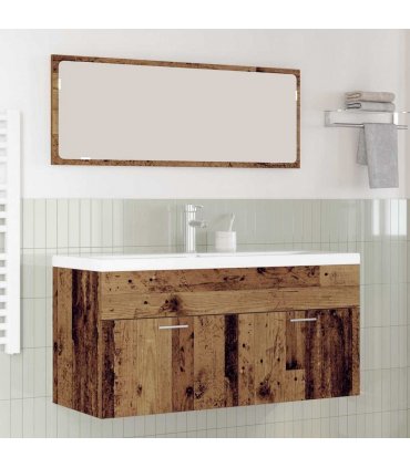 vidaXL Bathroom Cabinet Old Wood 100 x 38.5 x 46 cm Engineered Wood — Model: with faucet