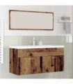 vidaXL Bathroom Cabinet Old Wood 100 x 38.5 x 46 cm Engineered Wood — Model: with faucet